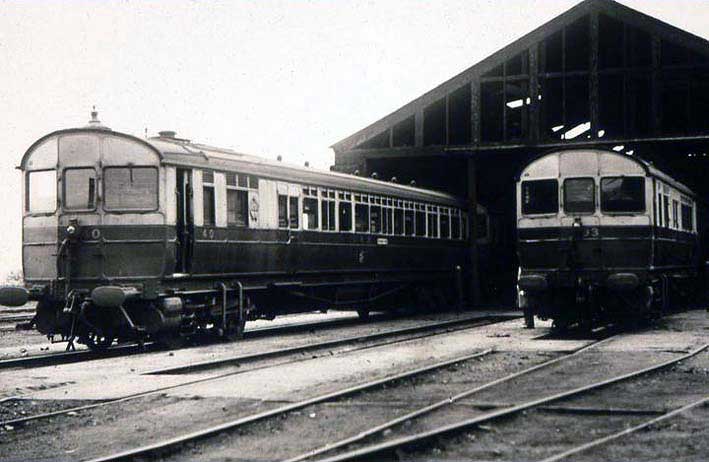 Railmotor No. 93 on shed at Stourbridge, together with No. 40